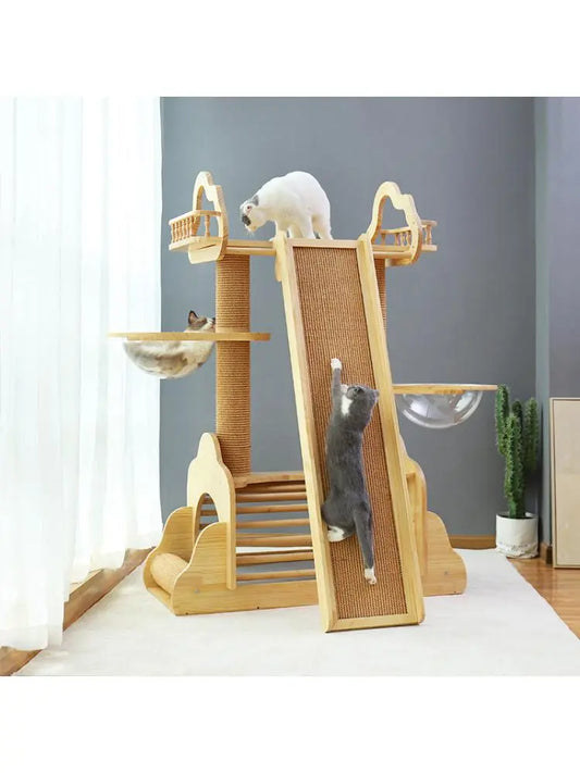 Large cat climbing frame, cat litter, cat tree, solid wood cat shelf, villa capsule, sisal scratching board, cat toy supplies