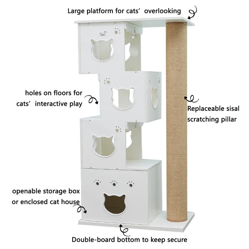 Cat Tree Climbing House Play Game Toy, Hammock for Scratc, Scratcher Tower, Condo Exercise, Activity Center